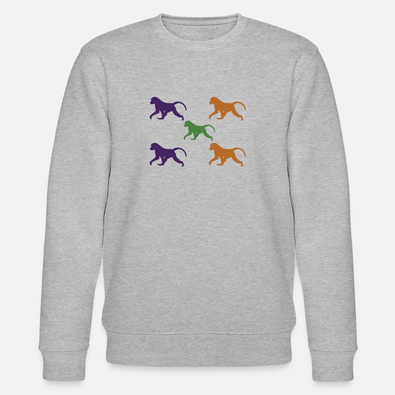 5 Paviane Geschenk Affen - Stanley/Stella Unisex Bio-Sweatshirt CHANGER  - Grau meliert