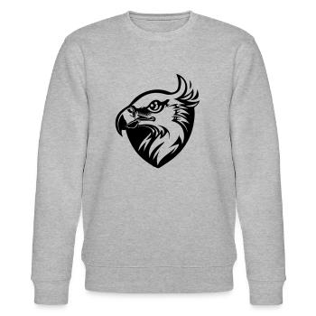 eagle's head with wing in profile with shield - Stanley/Stella CHANGER Unisex Organic Sweatshirt - heather grey - Front - Nik (191cm) & Marisol (170cm)