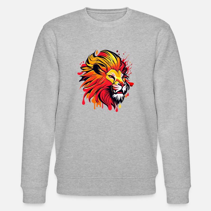 Löwenkopf, Sternzeichen - Stanley/Stella Unisex Bio-Sweatshirt CHANGER  - Grau meliert