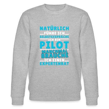 Ich führe Selbstgespräche - Pilot Edition - Stanley/Stella Unisex Bio-Sweatshirt CHANGER  - Grau meliert - Vorne - Nik (191cm) & Marisol (170cm)