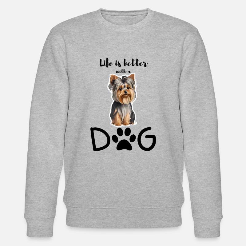 Lebensfreude mit einem Yorkie - Stanley/Stella Unisex Bio-Sweatshirt CHANGER  - Grau meliert