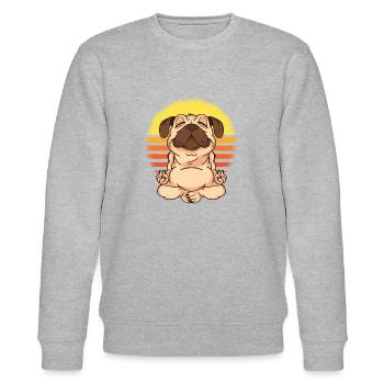 Yoga Pug. - Sweat bio CHANGER Stanley/Stella Unisexe - gris chiné - Devant - Nik (191cm) & Marisol (170cm)