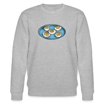 Gefüllte Eier Deviled Eggs - Stanley/Stella Unisex Bio-Sweatshirt CHANGER  - Grau meliert - Vorne - Nik (191cm) & Marisol (170cm)