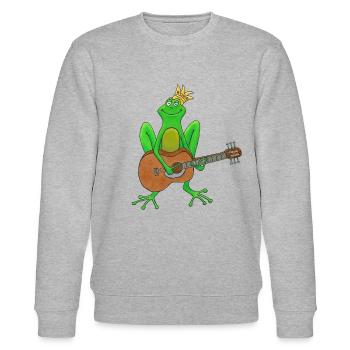 Froschkönig spielt Gitarre - Stanley/Stella Unisex Bio-Sweatshirt CHANGER  - Grau meliert - Vorne - Nik (191cm) & Marisol (170cm)