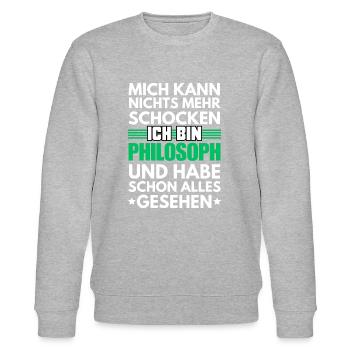 Nicht schockbarer Philosoph - Stanley/Stella Unisex Bio-Sweatshirt CHANGER  - Grau meliert - Vorne - Nik (191cm) & Marisol (170cm)
