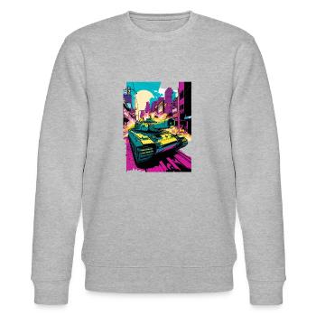 Panzer Pop Art Comic Style Leopard Panzer - Stanley/Stella CHANGER Unisex Organic Sweatshirt - heather grey - Front - Nik (191cm) & Marisol (170cm)