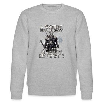 Wikinger Krieger Shirt Wahallas Krieger - Stanley/Stella Unisex Bio-Sweatshirt CHANGER  - Grau meliert - Vorne - Nik (191cm) & Marisol (170cm)