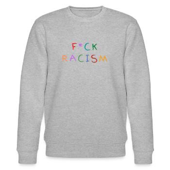 F_CK RACISM (Coloris de cire arc-en-ciel) - Sweat bio CHANGER Stanley/Stella Unisexe - gris chiné - Devant - Nik (191cm) & Marisol (170cm)