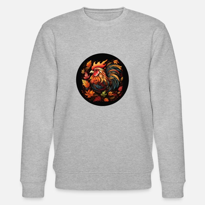 Poulet d’automne à partir de feuilles panachées - Sweat bio CHANGER Stanley/Stella Unisexe - gris chiné