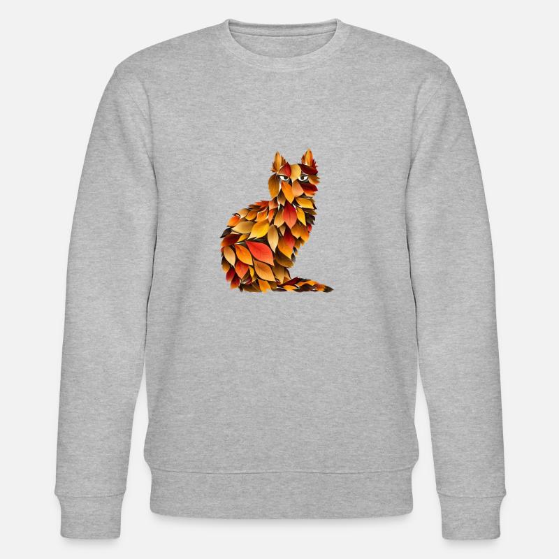 Herbstkatze aus bunten Blättern - Stanley/Stella Unisex Bio-Sweatshirt CHANGER  - Grau meliert
