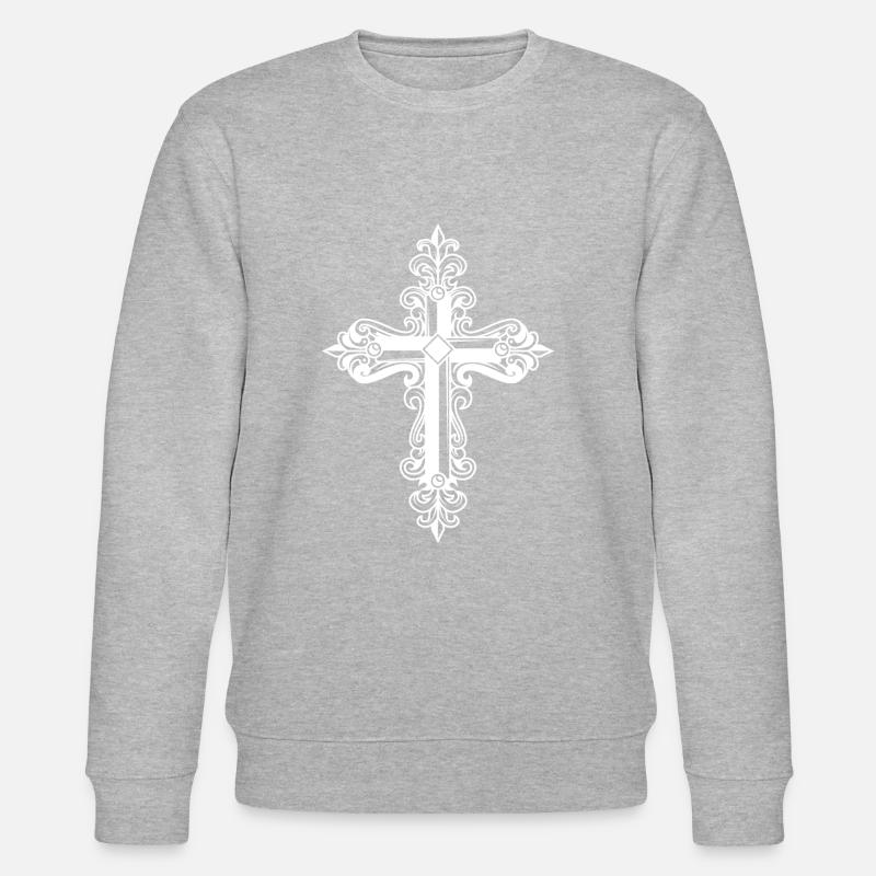 Kreuz Ornamente Silhouette - Stanley/Stella Unisex Bio-Sweatshirt CHANGER  - Grau meliert