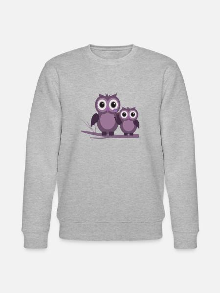 deux hiboux prune pourpre lilas - Sweat bio CHANGER Stanley/Stella Unisexe - gris chiné