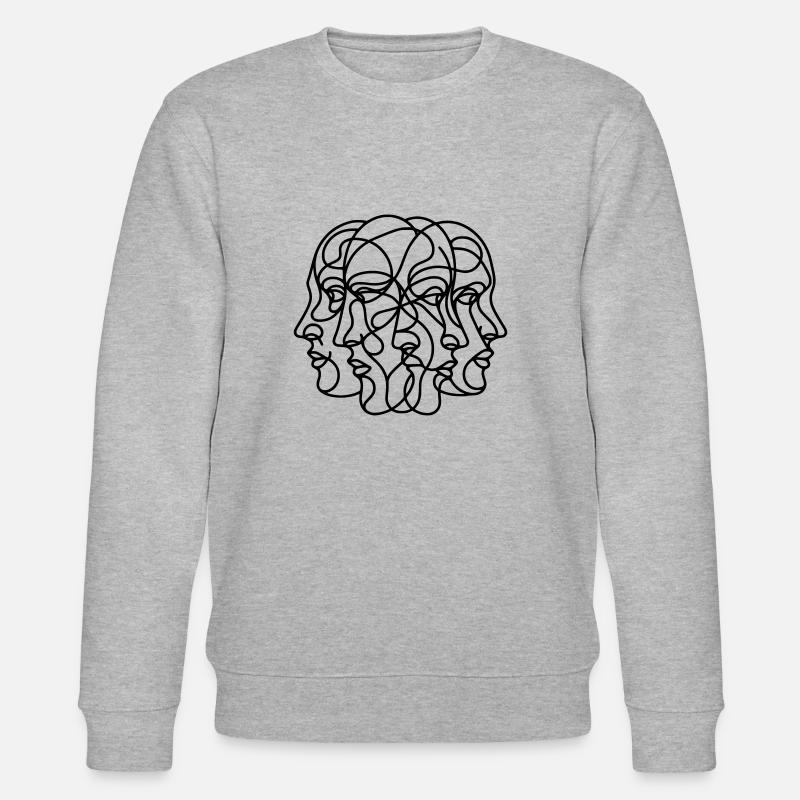 Abstrakte Gesichter - Stanley/Stella Unisex Bio-Sweatshirt CHANGER  - Grau meliert