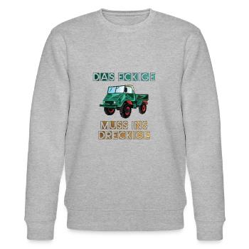 Das Eckige muss ins Dreckige! - Unimog - Stanley/Stella Unisex Bio-Sweatshirt CHANGER  - Grau meliert - Vorne - Nik (191cm) & Marisol (170cm)