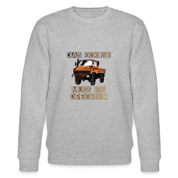 Das Eckige muss ins Dreckige! - Unimog - Stanley/Stella Unisex Bio-Sweatshirt CHANGER  - Grau meliert - Vorne - Nik (191cm) & Marisol (170cm)