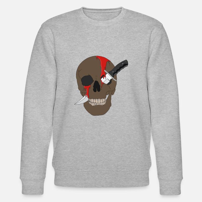 Blutiger Schädel mit Messer - Stanley/Stella Unisex Bio-Sweatshirt CHANGER  - Grau meliert