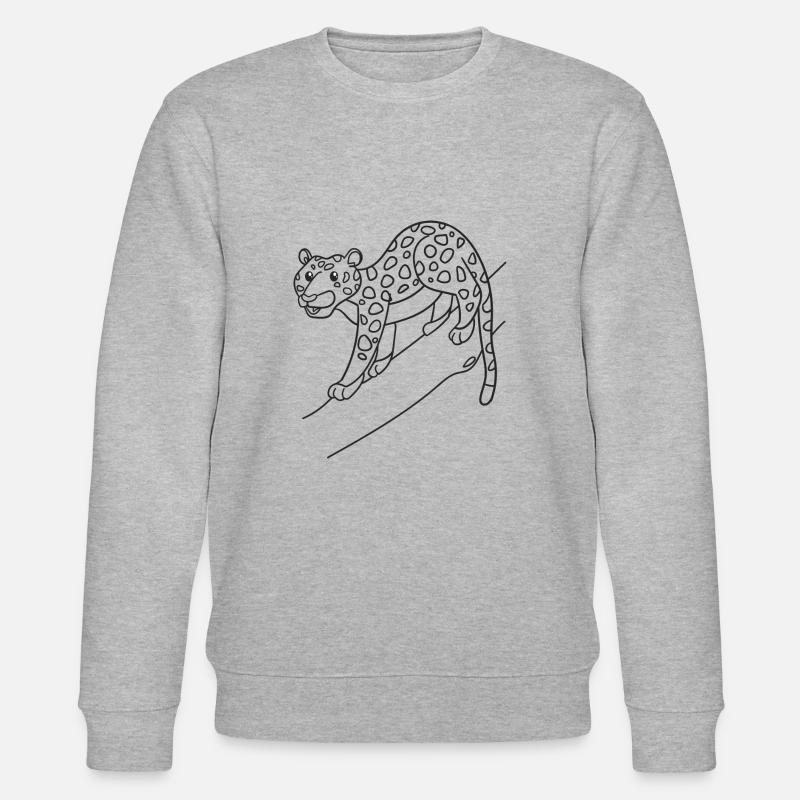 Leopard, Raubkatze, Geschenk, Geschenkidee - Stanley/Stella Unisex Bio-Sweatshirt CHANGER  - Grau meliert