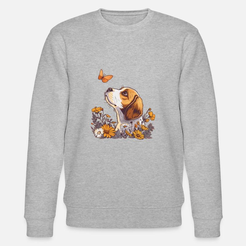 Beagle mit Schmetterling - Stanley/Stella Unisex Bio-Sweatshirt CHANGER  - Grau meliert