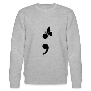 Papillon sur cadeau de dépression de point-virgule - Sweat bio CHANGER Stanley/Stella Unisexe - gris chiné - Devant - Nik (191cm) & Marisol (170cm)