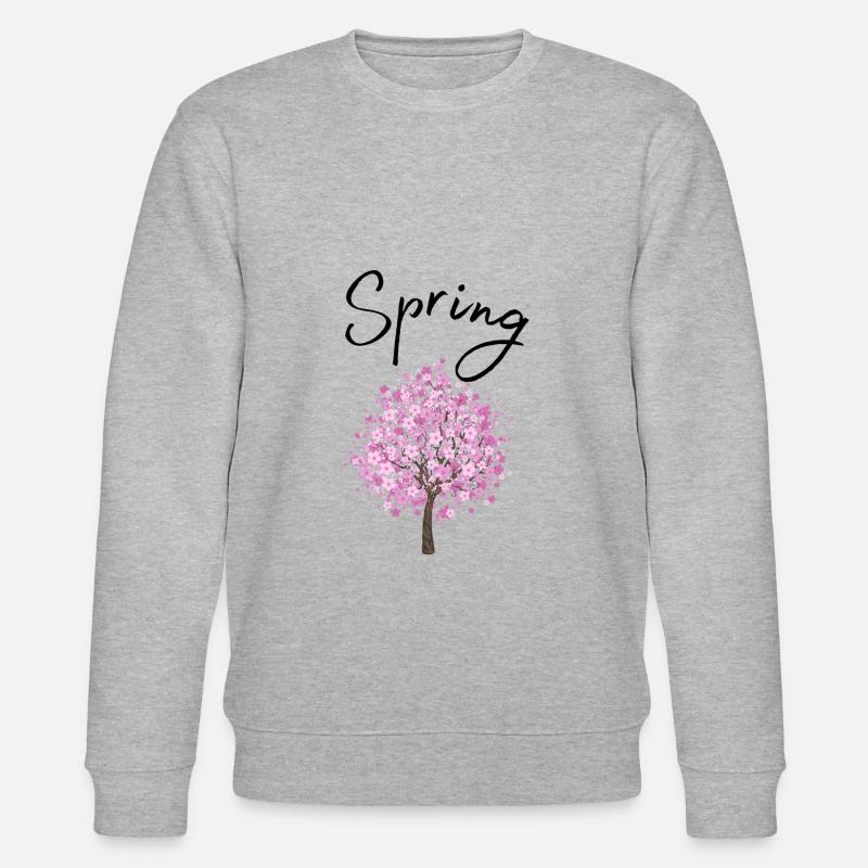 Printemps | Printemps | Arbre | Fleurs | Soleil - Sweat bio CHANGER Stanley/Stella Unisexe - gris chiné