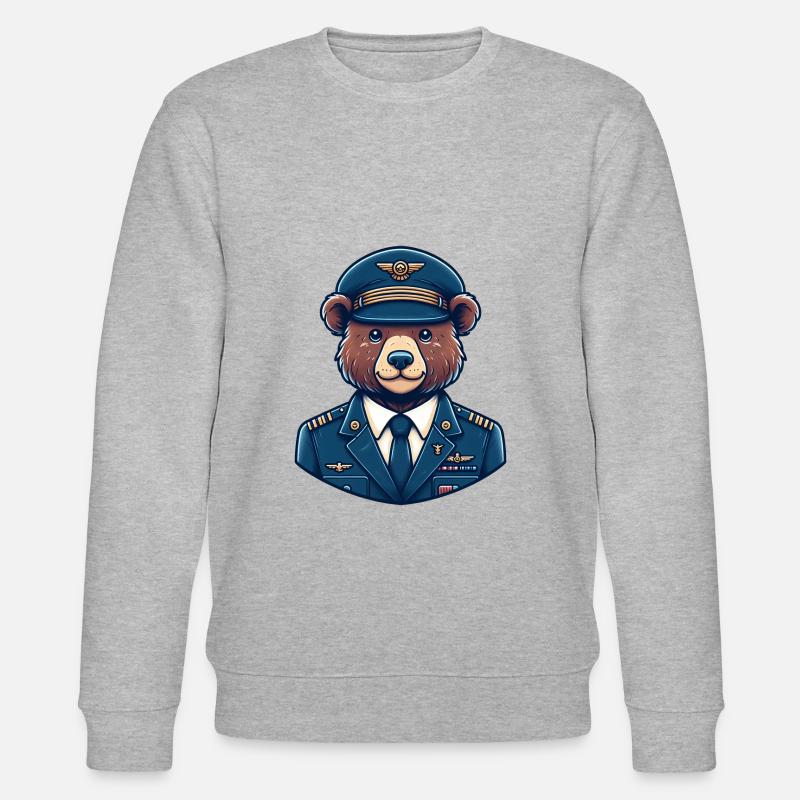 Cute Bear Pilot - Stanley/Stella Unisex Bio-Sweatshirt CHANGER  - Grau meliert