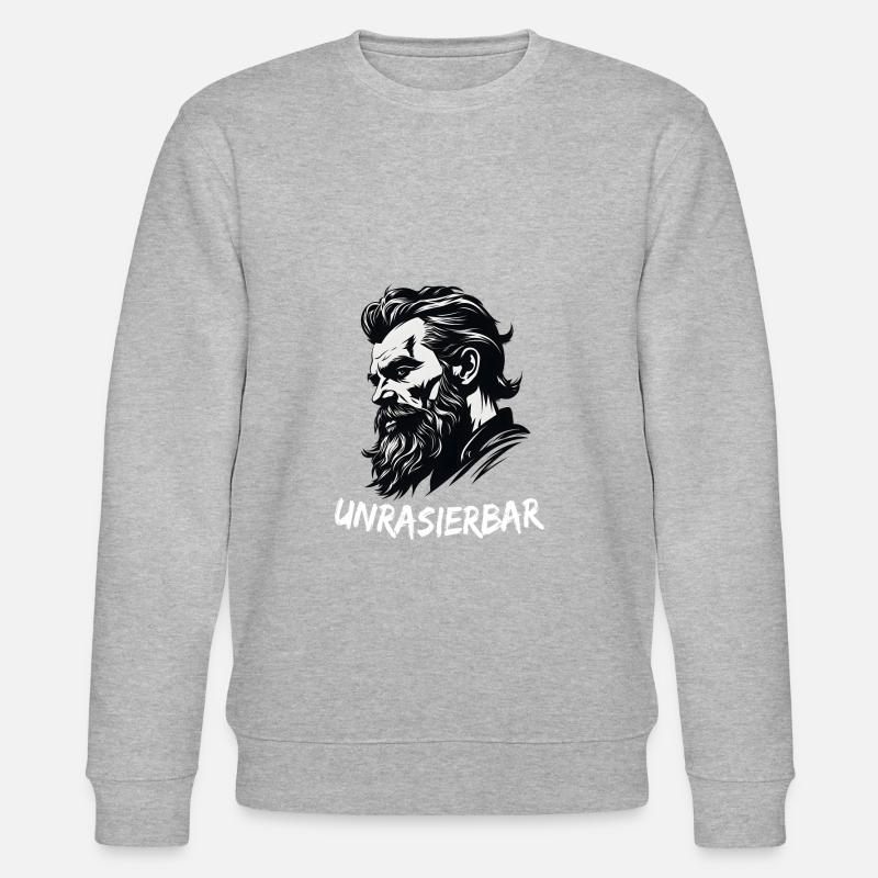 Lustiger Bart Spruch Unrasierbar Wikinger - Stanley/Stella Unisex Bio-Sweatshirt CHANGER  - Grau meliert