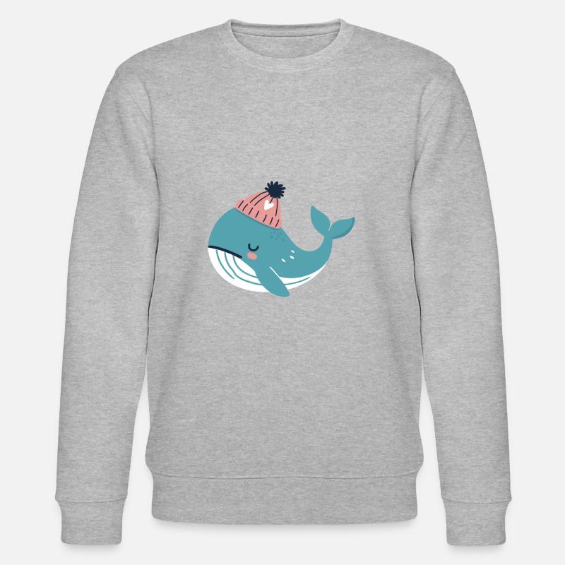 Baleine rêveuse avec bonnet - Sweat bio CHANGER Stanley/Stella Unisexe - gris chiné