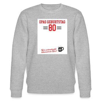 Opa 80 Jahre Geburtstag Opas 80. Geb Gästebuch Opi - Stanley/Stella Unisex Bio-Sweatshirt CHANGER  - Grau meliert - Vorne - Nik (191cm) & Marisol (170cm)