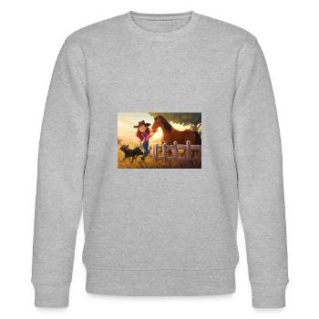 Kuhmädchen mit Pferd und Hund = - Stanley/Stella Unisex Bio-Sweatshirt CHANGER  - Grau meliert - Vorne - Nik (191cm) & Marisol (170cm)