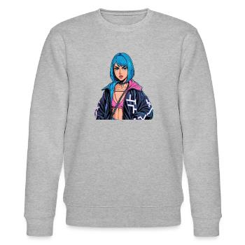 Anime Woman - Stanley/Stella CHANGER Unisex Organic Sweatshirt - heather grey - Front - Nik (191cm) & Marisol (170cm)