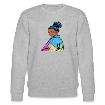 Anime Woman - Stanley/Stella CHANGER Unisex Organic Sweatshirt - heather grey - Front - Nik (191cm) & Marisol (170cm)