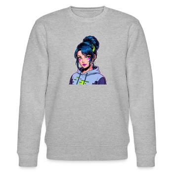 Anime Woman - Stanley/Stella CHANGER Unisex Organic Sweatshirt - heather grey - Front - Nik (191cm) & Marisol (170cm)