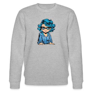 Anime Woman - Stanley/Stella CHANGER Unisex Organic Sweatshirt - heather grey - Front - Nik (191cm) & Marisol (170cm)