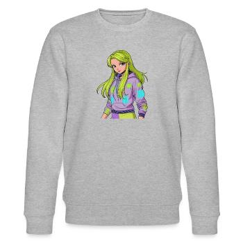 Anime Woman - Stanley/Stella CHANGER Unisex Organic Sweatshirt - heather grey - Front - Nik (191cm) & Marisol (170cm)