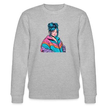 Anime Woman - Stanley/Stella CHANGER Unisex Organic Sweatshirt - heather grey - Front - Nik (191cm) & Marisol (170cm)