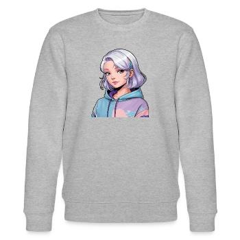 Anime Woman - Stanley/Stella CHANGER Unisex Organic Sweatshirt - heather grey - Front - Nik (191cm) & Marisol (170cm)