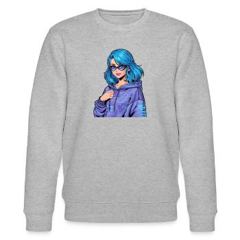 Anime Woman - Stanley/Stella CHANGER Unisex Organic Sweatshirt - heather grey - Front - Nik (191cm) & Marisol (170cm)