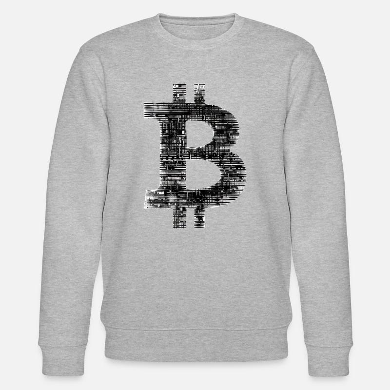 Bitcoin Logo Digital Silhouette Symbol - Stanley/Stella Unisex Bio-Sweatshirt CHANGER  - Grau meliert