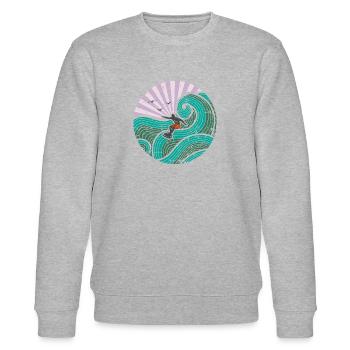 Surfer violet - Sweat bio CHANGER Stanley/Stella Unisexe - gris chiné - Devant - Nik (191cm) & Marisol (170cm)