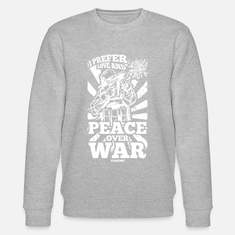 Frieden Liebe Statement - Stanley/Stella Unisex Bio-Sweatshirt CHANGER  - Grau meliert