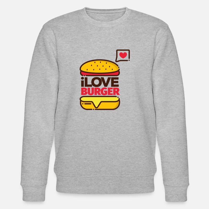 I love burger Geschenk, Idee - Stanley/Stella Unisex Bio-Sweatshirt CHANGER - Grau meliert