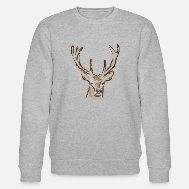 Ich liebe Hirsche Outfit - Stanley/Stella Unisex Bio-Sweatshirt CHANGER  - Grau meliert
