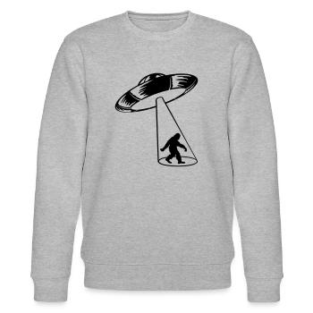 Mystery UFO entführt Bigfoot - Stanley/Stella Unisex Bio-Sweatshirt CHANGER  - Grau meliert - Vorne - Nik (191cm) & Marisol (170cm)