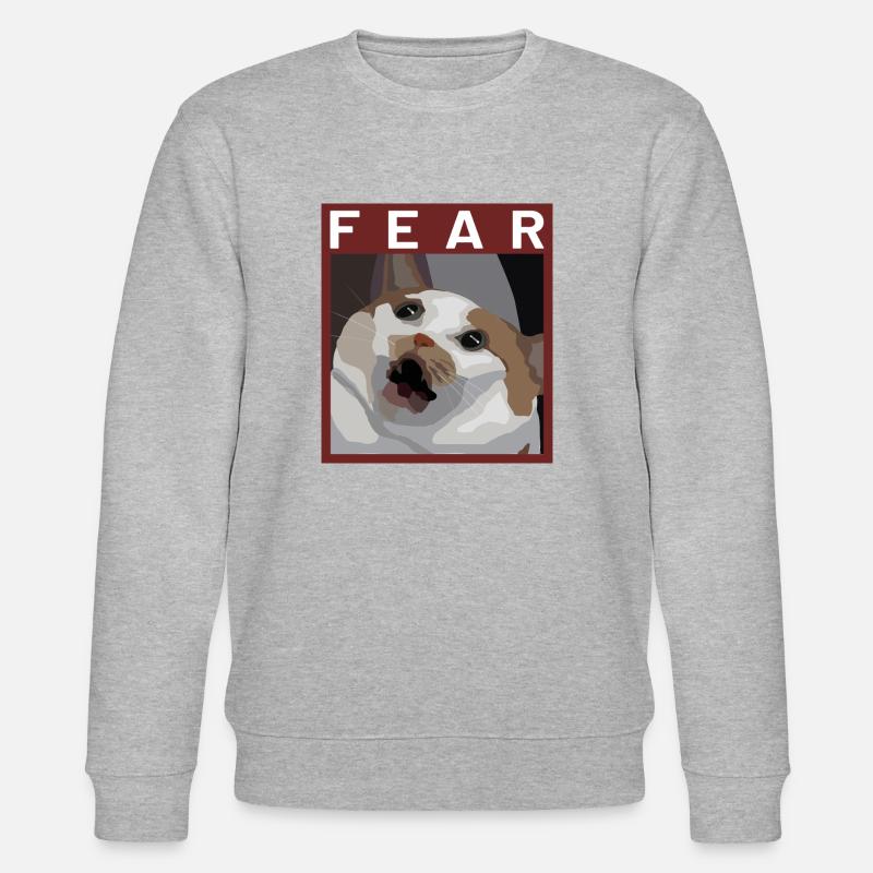 Scared cat Meme Illustration - Stanley/Stella Unisex Bio-Sweatshirt CHANGER  - Grau meliert