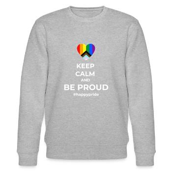 Bleib ruhig und sei stolz LGBTQ+ Herzflagge - Stanley/Stella Unisex Bio-Sweatshirt CHANGER  - Grau meliert - Vorne - Nik (191cm) & Marisol (170cm)