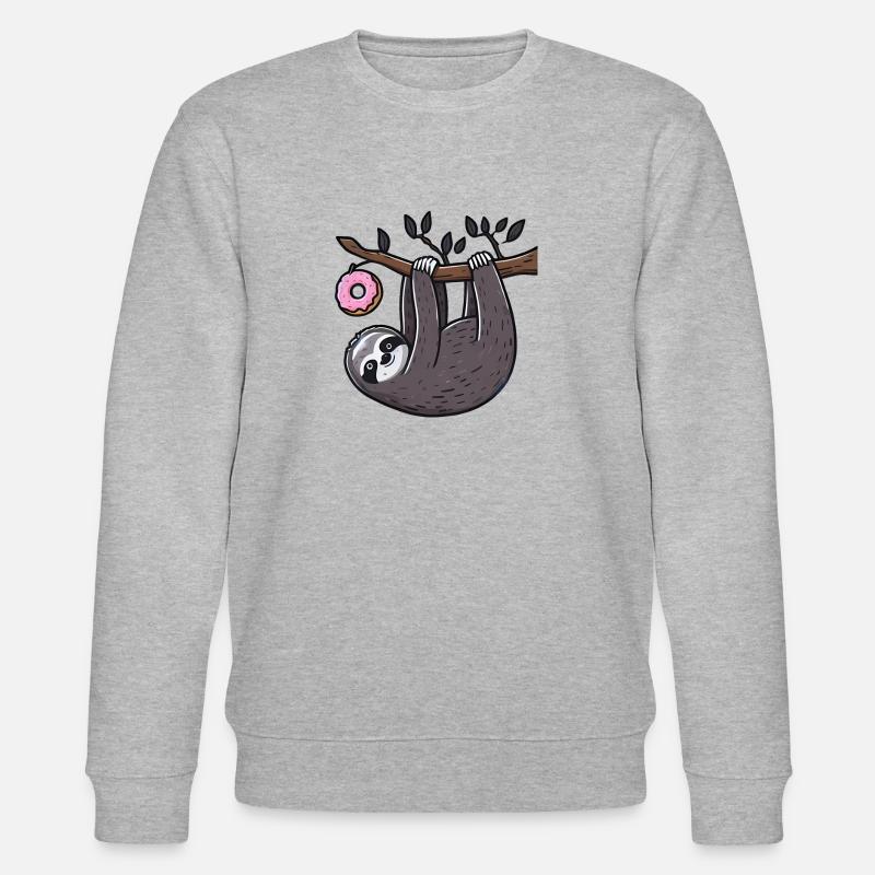 Faultier mit Donut - Stanley/Stella Unisex Bio-Sweatshirt CHANGER  - Grau meliert