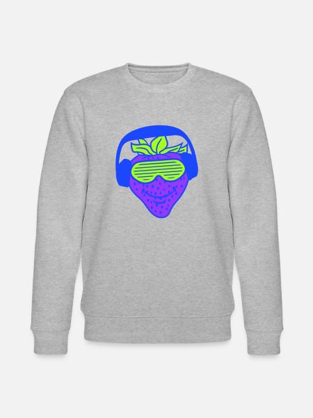 Jordbær DJ Frugt Ansigt Grins Party Club Musik - Stanley/Stella økologisk unisex-sweatshirt CHANGER  - grå meleret