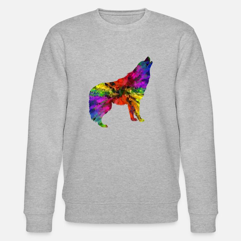 Wolf Regenbogen - Stanley/Stella Unisex Bio-Sweatshirt CHANGER  - Grau meliert