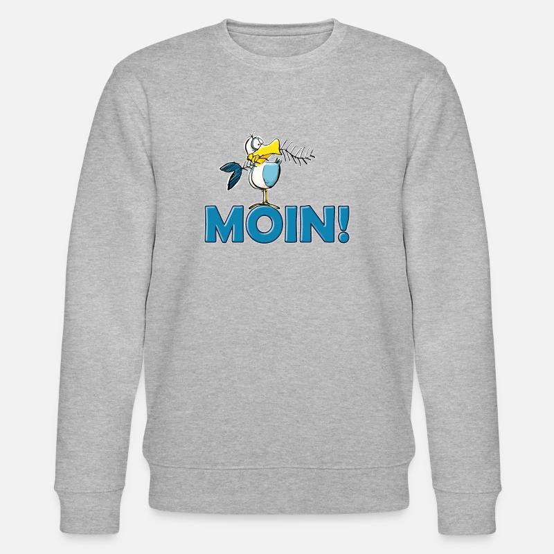 lustige Moin Möwe mit Gräte - Stanley/Stella Unisex Bio-Sweatshirt CHANGER  - Grau meliert