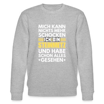 Nicht schockbarer Steinmetz - Stanley/Stella Unisex Bio-Sweatshirt CHANGER  - Grau meliert - Vorne - Nik (191cm) & Marisol (170cm)
